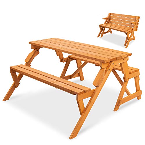 Best Choice Products Mesa de Picnic de Madera Intercambiable 2 en 1 para Exteriores, Banco de...