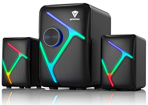 SPKPAL Sistema de altavoces multimedia 2.1 con subwoofer, altavoces de computadora de 15 W con...