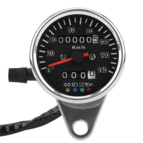 65 mm, cara negra, LED, mecánico, motocicleta, velocímetro, cuentakilómetros, medidor, con...