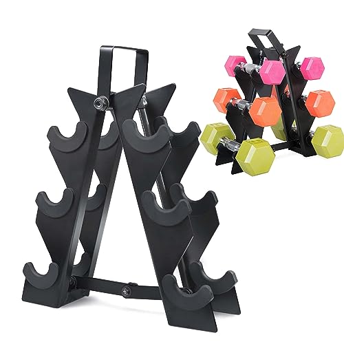 SEASKY-Dumbbells rack,Soporte para mancuernas de 3 niveles,Estante de almacenamiento de...