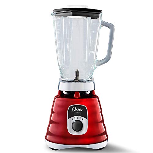 Oster Licuadora clásica roja 3 velocidades vaso de vidrio BLST4126R013