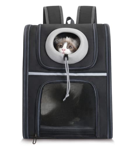 PUBAMALL Transportadora para Perro y Gato, Mochila Transportines para Perros y Gatos (Negro)