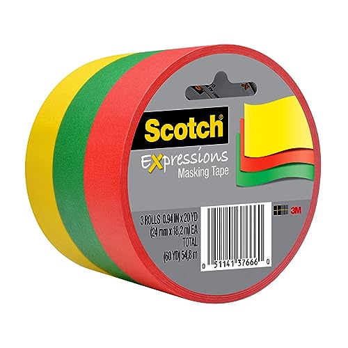 3M Scotch cinta expresiones de enmascarar de 2.4 cm x 18.28 m, 3 rollos