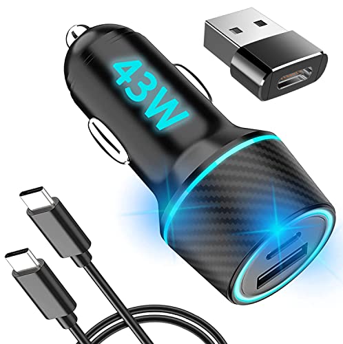 CHGRNLF Cargador de Coche USB C Cargador para Auto 43 W, Adaptador de Carga Rápida USB C PD de 25 W...