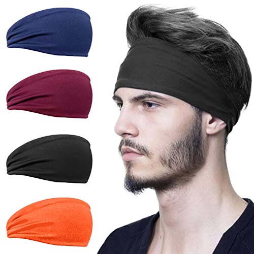 4 Pack Bandas Deportivas Diademas para Hombre y Mujer, Elásticas, Transpirable, Absorbe el Sudor,...