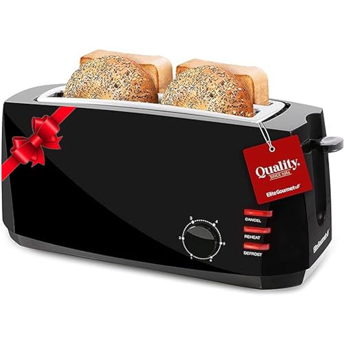 Elite Gourmet ECT4829B Maxi-Matic 4 Slice Long Toaster 6 Toast Settings, Defrost, Reheat, Cancel...