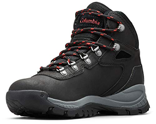 Columbia Newton Ridge - Botas de Senderismo Ligeras e Impermeables para Mujer, Negro, Rojo Amapola,...