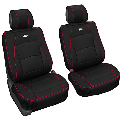 FH Group Ultra Comfort Polipiel Frontal Cojines de Asiento (airbag Compatible), Negro, Rojo, (Black...