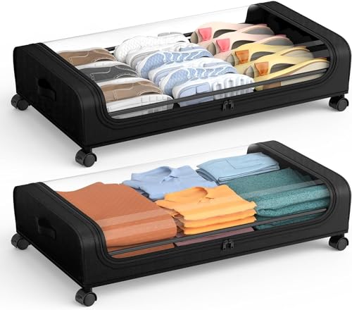 Organizador de Almacenamiento de Debajo de la Cama,（2 PCS）Contenedores de Almacenaje Bajo la...