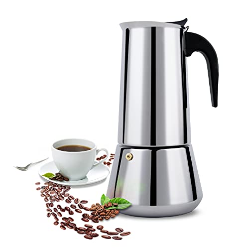 FCUS - Cafetera espresso para estufas, 12 tazas/600 ml, cafetera Greca, cafetera de moka de acero...