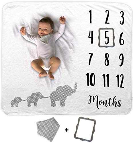 Cobija de Bebé Diseño Elefantes | Manta Mensual de Bebé | Cobija de Fondo Fotográfica | 1 a 12...
