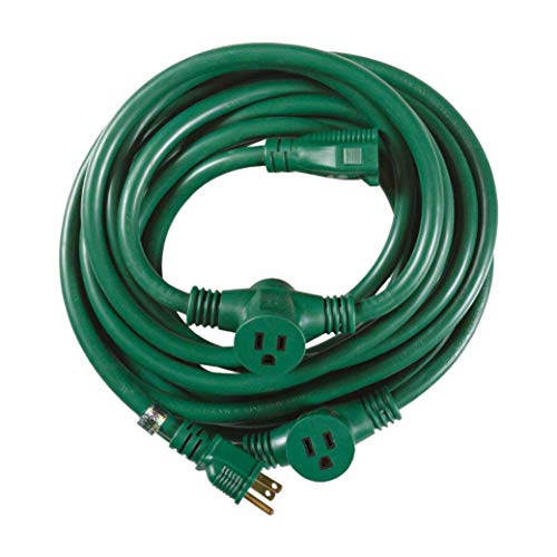Yard Master - Cable alargador para exteriores con enchufes y 3 tomas de corriente (2,54 m), color...