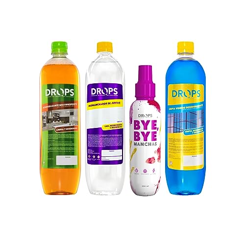 Drops, Kit de Limpieza X4, Quitamanchas Bye Bye Manchas, Desmanchador de Juntas o Boquillas,...