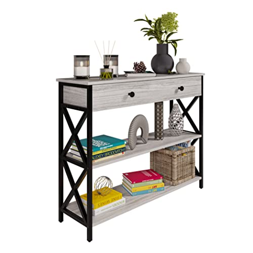 MUBSON Credenza Recibidor para Sala o Recámara con Cajon y Doble Repisa. Estante Organizador...