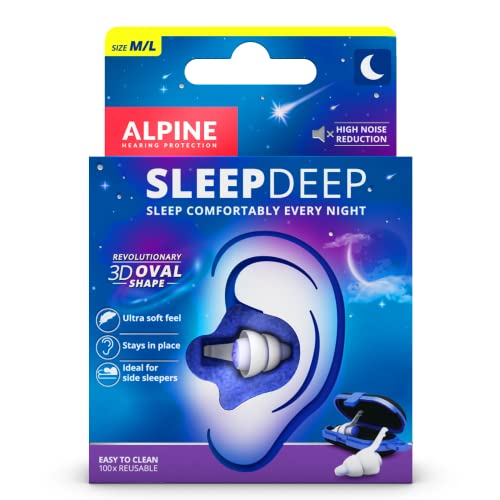 Alpine SleepDeep Tapones de Oídos para Dormir. Tapones de Dormir Ovalados 3D con Gel Supresor de...
