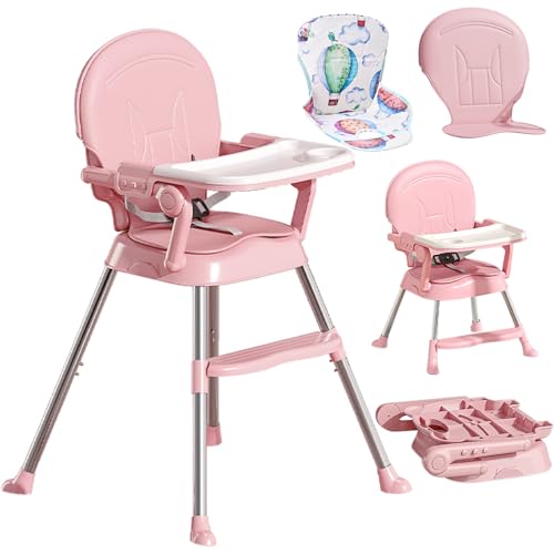 Silla para Bebé Comer 3 en 1 Portátil, Plegable, Periquera para Bebé, Con Bandeja Desmontable y 2...