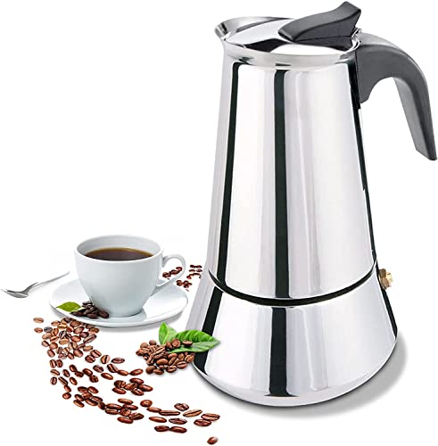 9 Tazas Cafetera Italiana de Acero Inoxidable tipo Moka para Café Espresso, Cafetera Portátil tipo...