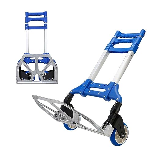 Carrito Plegable de Compras mandado,Carrito de Equipaje con Capacidad de 100KG, con 2 Ruedas y asa...