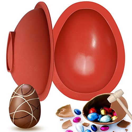 Webake Moldes de silicona de chocolate, molde grande 3D rompible para huevos de Pascua con 1...