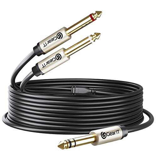 GearIT Cable de inserción estéreo TRS de 1/4 pulgadas a doble divisor en Y de 1/4 pulgadas (10...