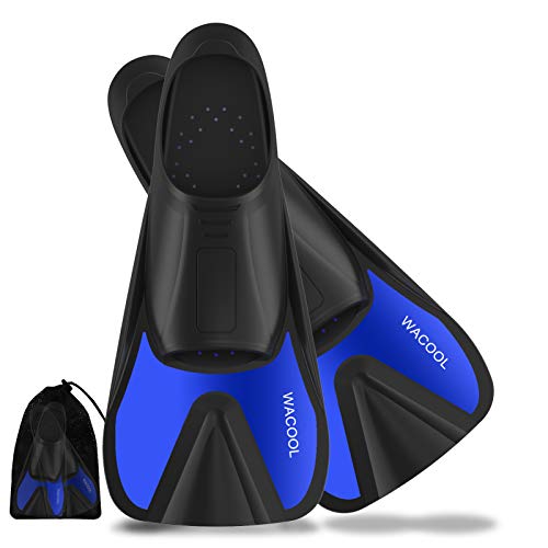 WACOOL - Aletas cortas y ligeras para adultos, tamaño de viaje, aletas cortas, aletas para buceo,...