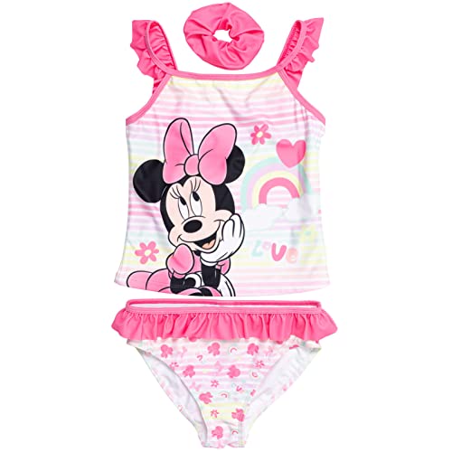 Disney Princess Minnie Mouse Frozen Tankini parte superior Bikini Parte inferior y Scrunchie...