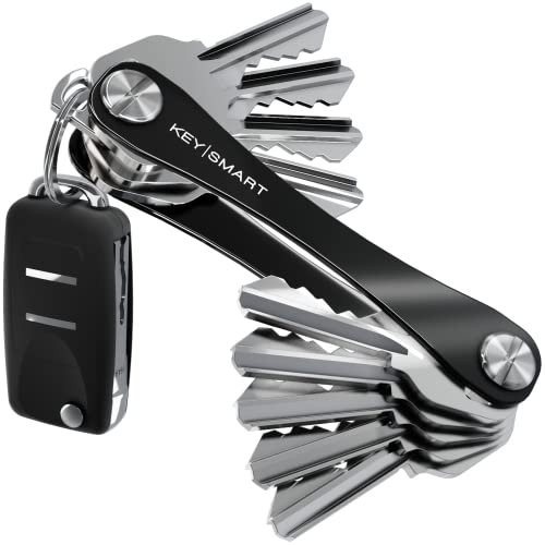 KeySmart Extended | Compacto llavero y organizador (2-14 llaves, negro)