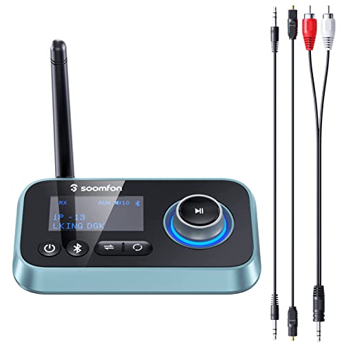 SOOMFON Receptor De Transmisor Bluetooth, Adaptador De Audio Bluetooth 5.0 3 En 1 Para 2 Auriculares...