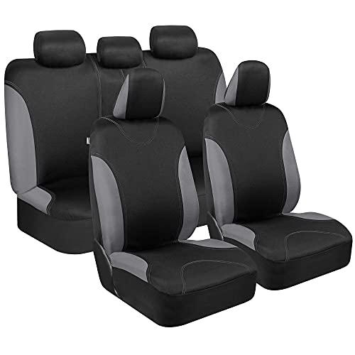 BDK carbón Borde Negro Completo de Fundas de Asiento de Coche Set de - Elegante y...