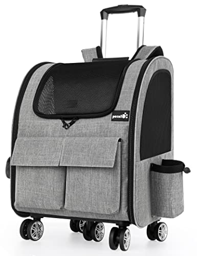 Pecute Transportín para Mascotas con Ruedas, transportador Plegable Grande para Mascotas con...