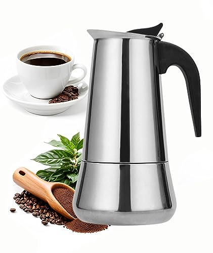 JBISJQLJ Cafetera de espresso para estufa, cafetera moka, cafetera italiana de 12 tazas, cafetera...