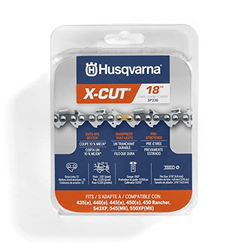 Husqvarna X-Cut SP33G Cadena de motosierra de 18 pulgadas, paso de 0.325 pulgadas, calibre 0.50...
