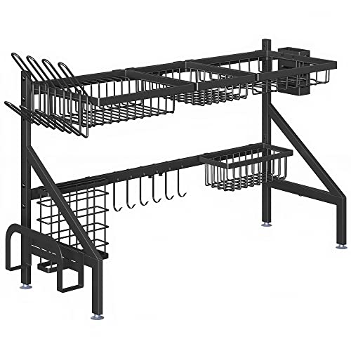 SONGMICS UKCS023B01 - Estante de secado de platos sobre el fregadero con longitud ajustable (34-39.4...