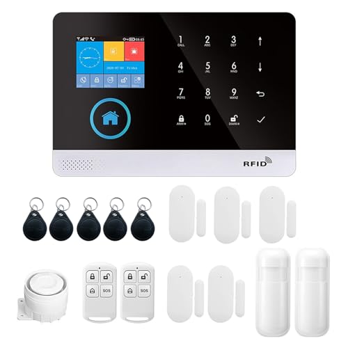 Irishom Sistema de Alarma inalámbrico para casa, 433 MHz, WiFi + gsm, Pantalla LCD, Sensor de...