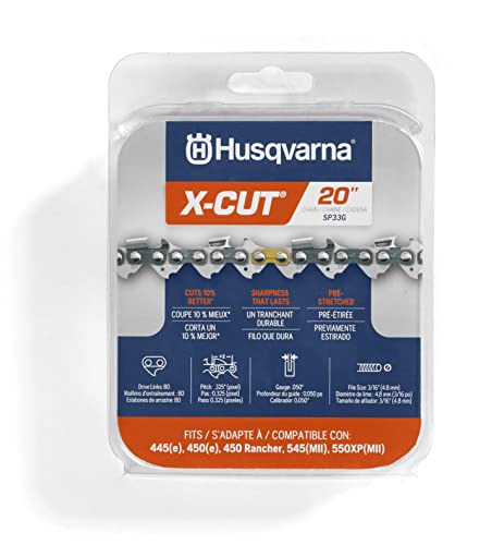 Husqvarna X-Cut SP33G Cadena de motosierra de 20 pulgadas, paso de 0.325 pulgadas, calibre 0.50...