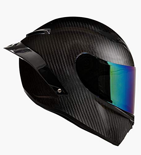 KOV Casco para Moto Integral KC1 Certificado Dot Estilo Carbono Deportivo (XL)
