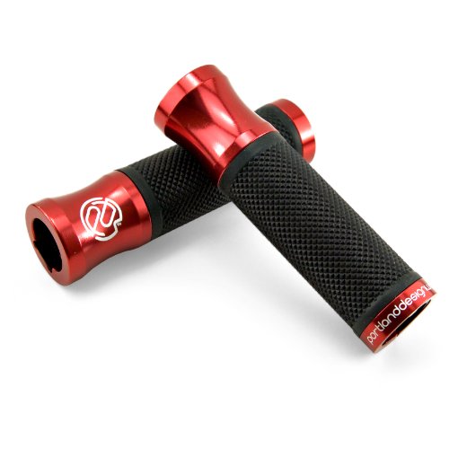 Portland Design Works - Empuñaduras de Metal para Manillar de Bicicleta, Color Rojo