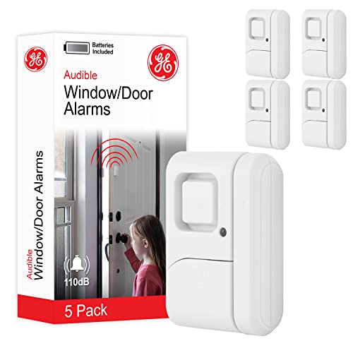 GE Alarma de Seguridad Personal para Ventana/Puerta, Paquete de 5, protección del hogar para...