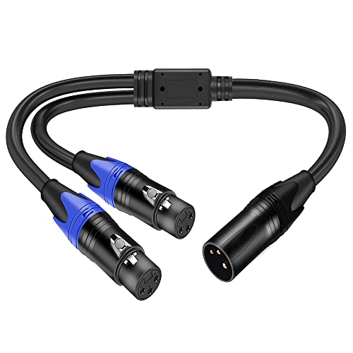 LanSenSu 1 macho a 2 hembras XLR Y Splitter Micrphone 11.8 pulgadas, 3 pines XLR hembra a doble XLR...