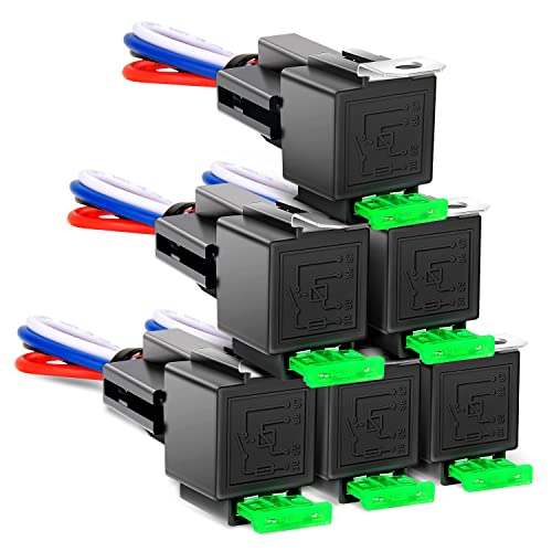 GOOACC Juego de 6 conectores de relé de fusible de 30 A, kit de enchufes de 12 V, juego de arnés...