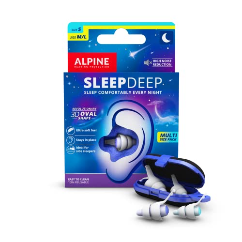Alpine SleepDeep Tapones de Oídos para Dormir. Tapones de Dormir Ovalados 3D con Gel Supresor de...