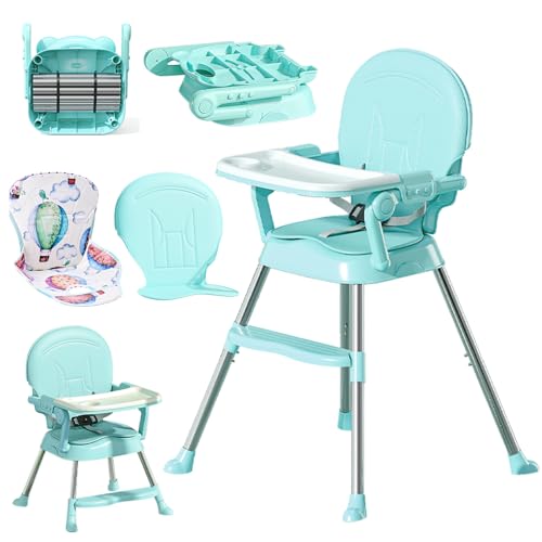 Silla para Bebé Comer 3 en 1 Portátil, Plegable, Periquera para Bebé, Con Bandeja Desmontable y 2...