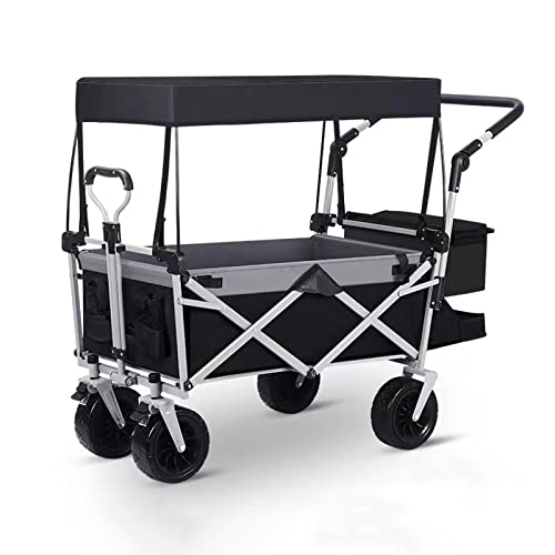LYPOCS Carro De Mano con Techo, Carretilla Plegable De Transporte, Vagoneta Jardín Carrito, Vagones...