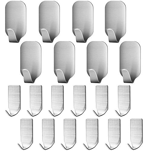 Ganchos autoadhesivos,AVEDISTANTE Ganchos de pared autoadhesivos de acero inoxidable de 20 piezas,...