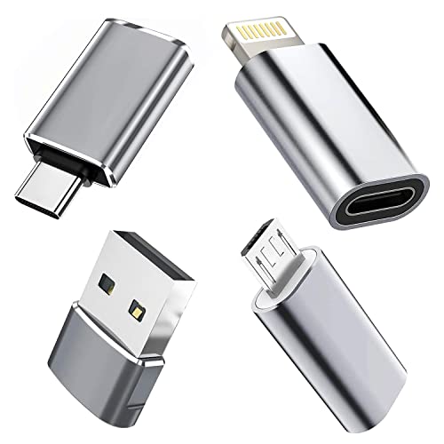 Adaptador USB C (4 Piezas), USB a USB C, Tipo-C Hembra a USB Macho, Tipo-C Macho a Tipo-C Hembra,...