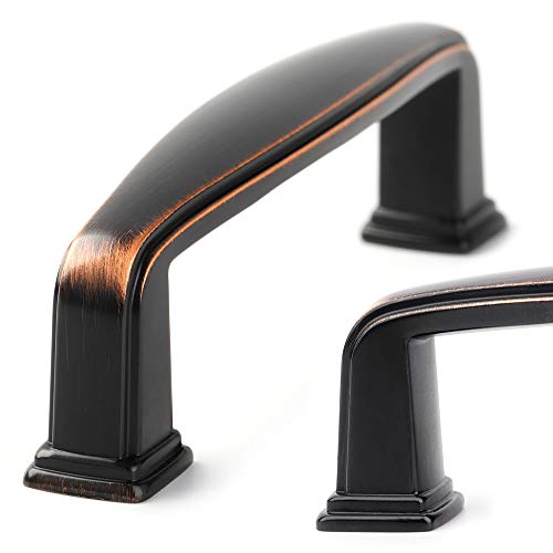 Koofizo - Tirador de arco cuadrado para armario, bronce aceitado, 76 mm de espacio de tornillos, 5...