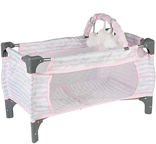 Adora Cuna Deluxe Pack N Play para Muñecas Bebés Color Rosa, Set de 7 Piezas con Cama, Cuna,...