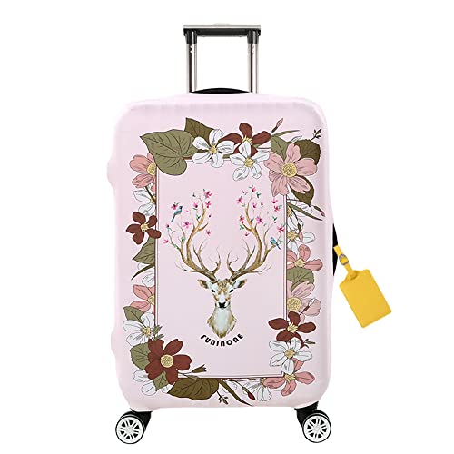 Hiseng Funda Maleta Elástico Flores Rosadas Funda para Equipaje de Viaje Lavable Cubierta de...