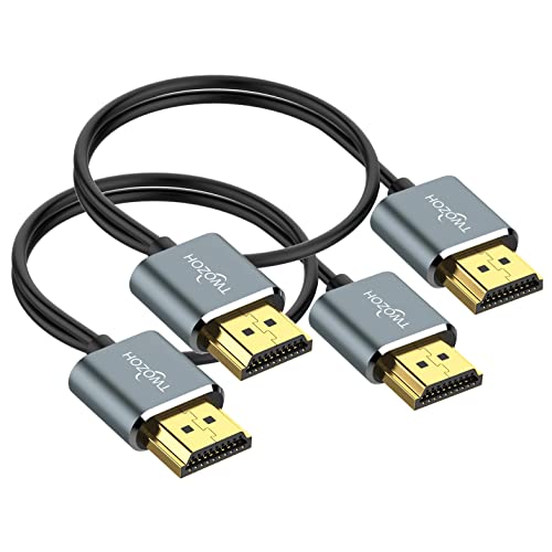 Twozoh Cable HDMI flexible y delgado 2 Pack 0.5M, Cable HDMI ultra delgado soporta alta velocidad...