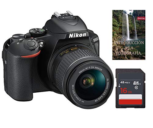 Cámara Nikon D5600 AF-S DX 18-55mm f/3.5-5.6G ED VR + Tarjeta de Almacenamiento SDHC de 16Gb UHS-I,...